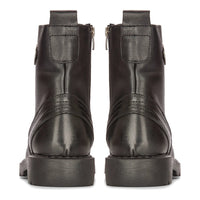 Mens Black Leather Motorcycle Boots Western Rock Punk Laced Ankle Boot Military