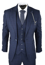 Cavani Connall - Men's Navy-Blue Check Vintage Suit