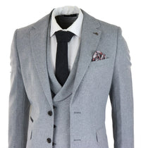 Mens Wool 3 Piece Grey Suit Double Breasted Waistcoat Wedding Party Vintage 1920s