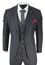 Mens Dark Grey Charcoal 3 Piece Suit Classic Stitch Wedding Summer Prom Classic