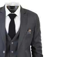 IM1 Men's Classic Charcoal Plain Tailored Fit 3-Piece Suit