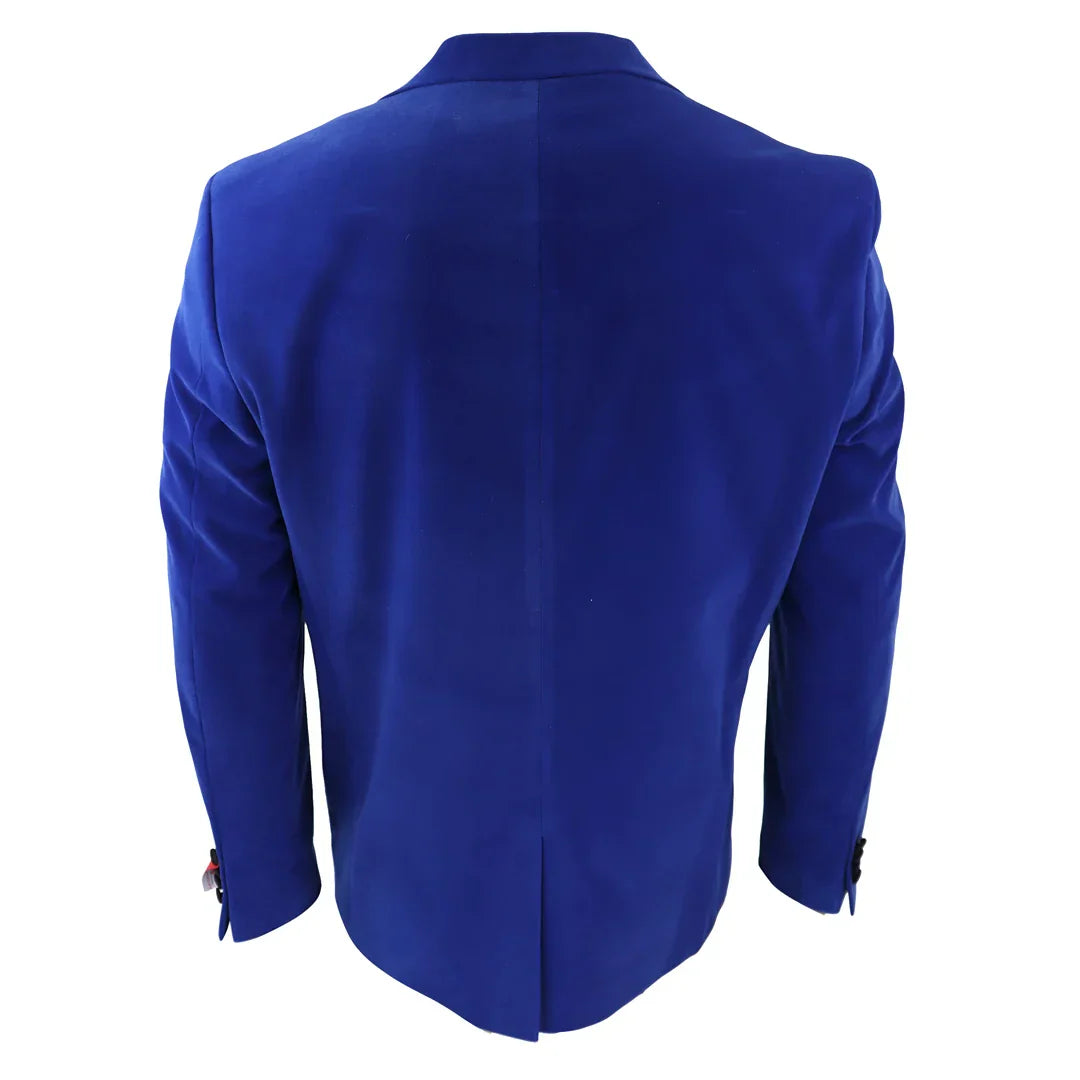 Men's Royal Blue Velvet Tux Blazer Satin Lapels Dinner Wedding Prom Black Tie