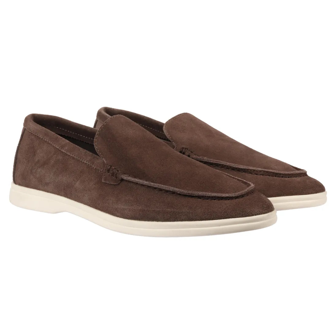 Men's Suede Brown Slip On Comfort Fit Loafers