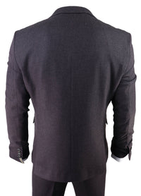 Men's Plum Herringbone Tweed 3 Piece Suit