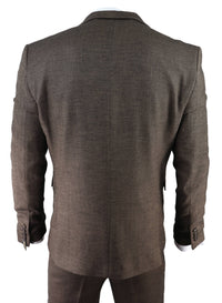 Men's Brown Herringbone Tweed 3 Piece Suit