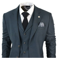AK-07 Men's 3-Piece Olive Green Check Suit