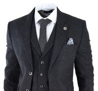 Men's Black Glen Check 3 Piece Suit