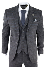 Men's Grey Tartan Check 3 Piece Suit