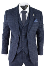 Men's Blue Tartan Check 3 Piece Suit