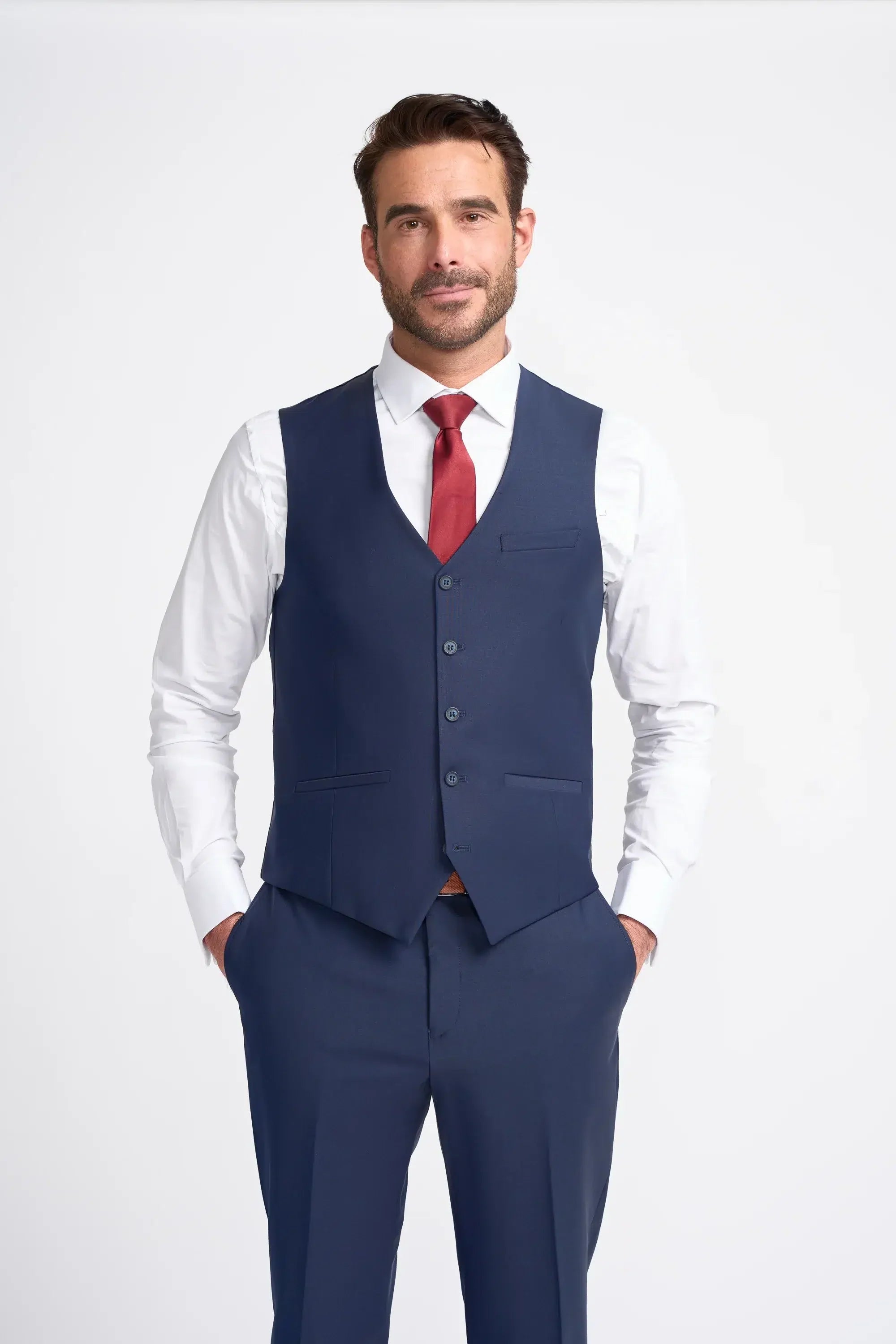 Bond - Men's Navy 3 Piece Tailored Fit Suit