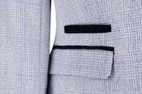 Womens Light Blue Tweed Blazer