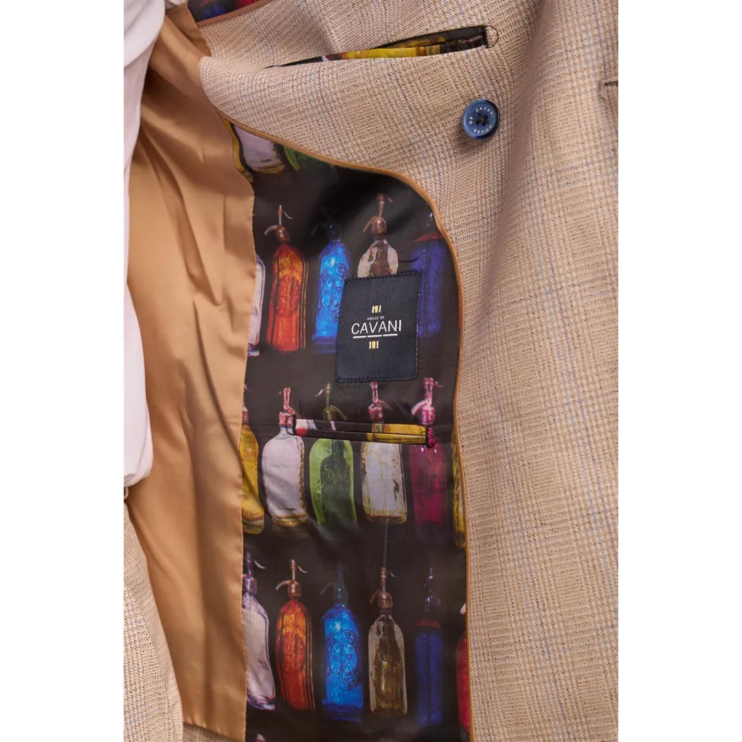 Caridi - Men's 2 Piece Beige Double Breasted Suit