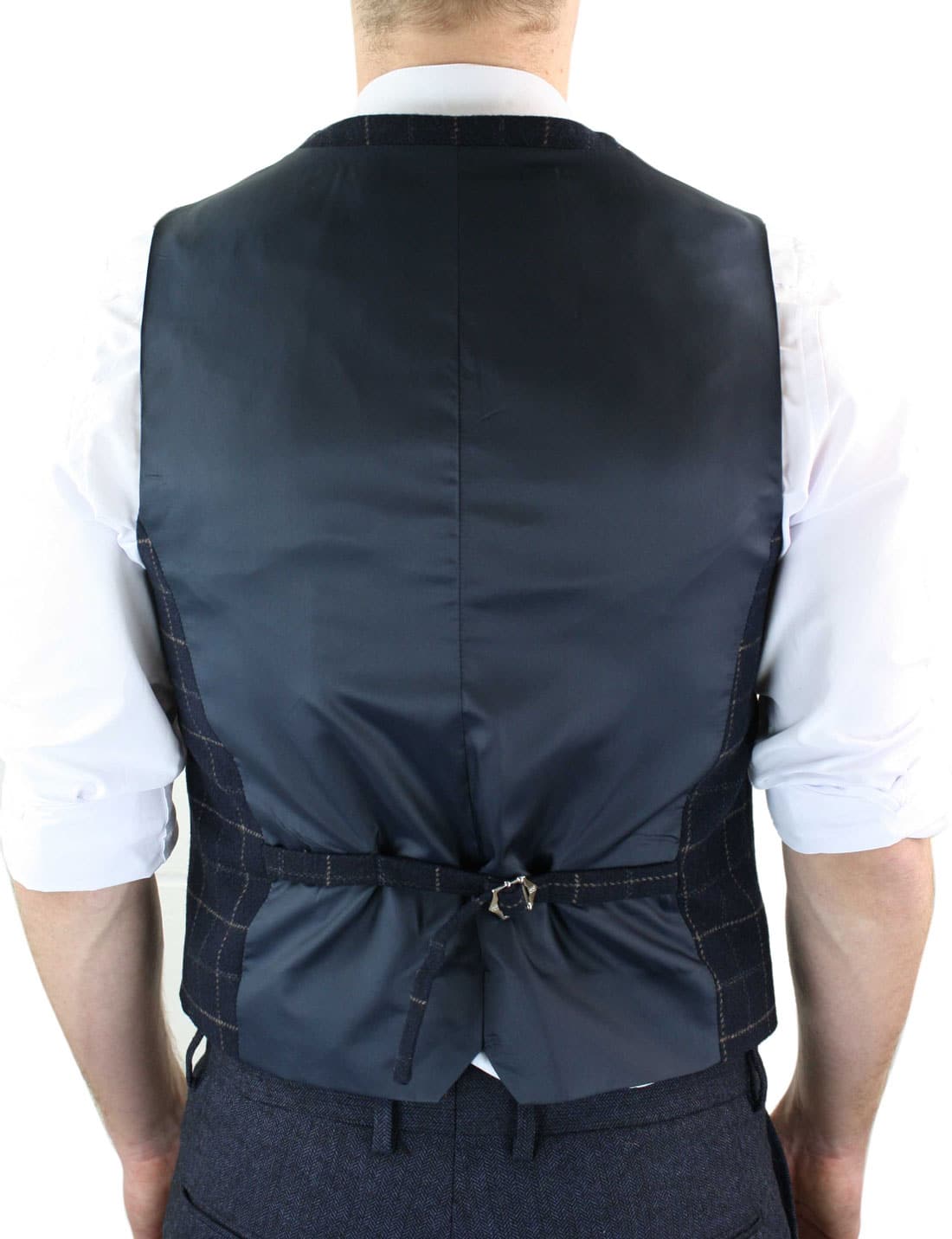 Cavani Shelby - Men's Navy-Blue Check Tweeed Waistcoat