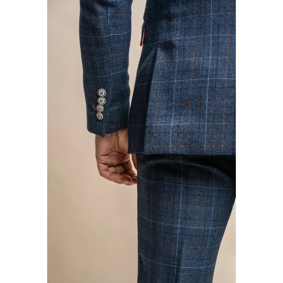 Cody - Men's Navy Blue Check Blazer