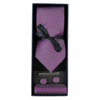 Diamond Neck Lilac Tie Gift Set Pocket Square Cuff Links Pin Tie For Shirt Satin