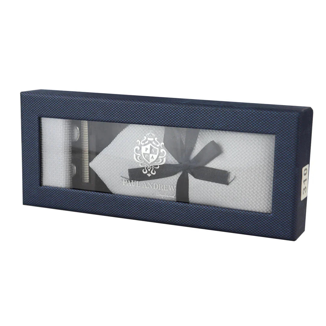 Diamond Neck Silver Tie Gift Set Pocket Square Cuff Links Pin Tie For Shirt Satin