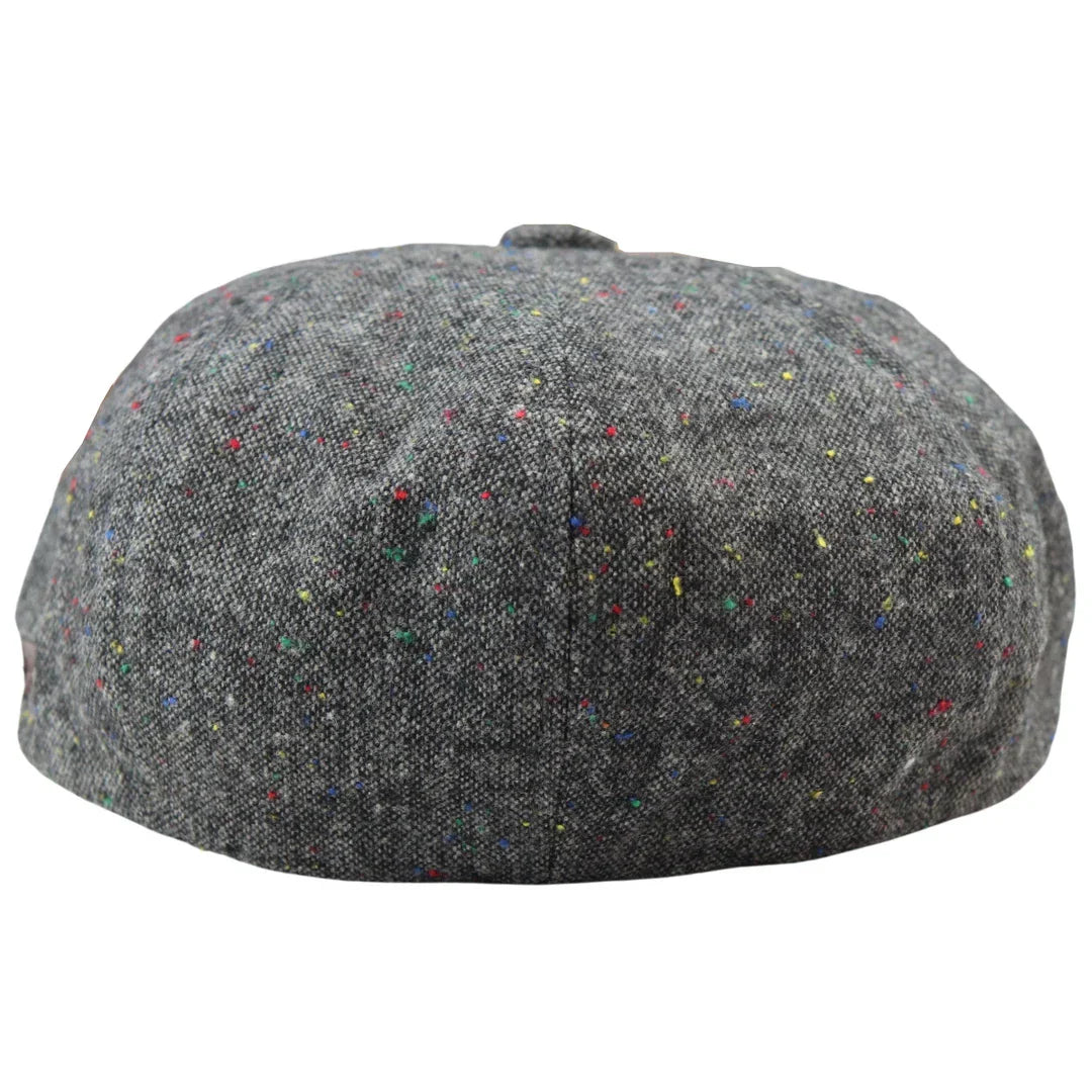 8 Panel Baker Boy Cap Shelby Hat Wool Tweed Classic Grey Razor