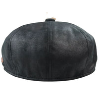Men's 8 Panel Razor Baker Boy Hat PU Leather Blinders Newsboy Flat Cap Black