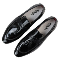 Men's Patent Tassel Slip On Black Loafers