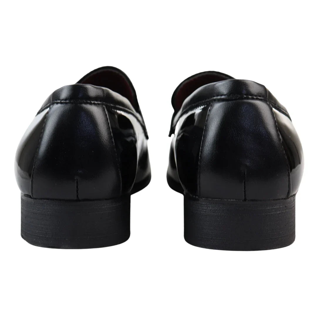Men's Patent Tassel Slip On Black Loafers