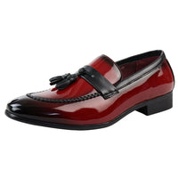 Men's Patent Tassel Slip On Red Loafers