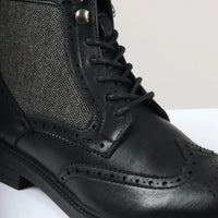 Men's Lace Up Brogue Black Ankle Boots