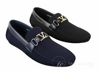 Fiorello HD0112-03 - Mens Iconic Black Navy Italian Design Slip On Smart Casual Loafers Mocassins Driving Shoes