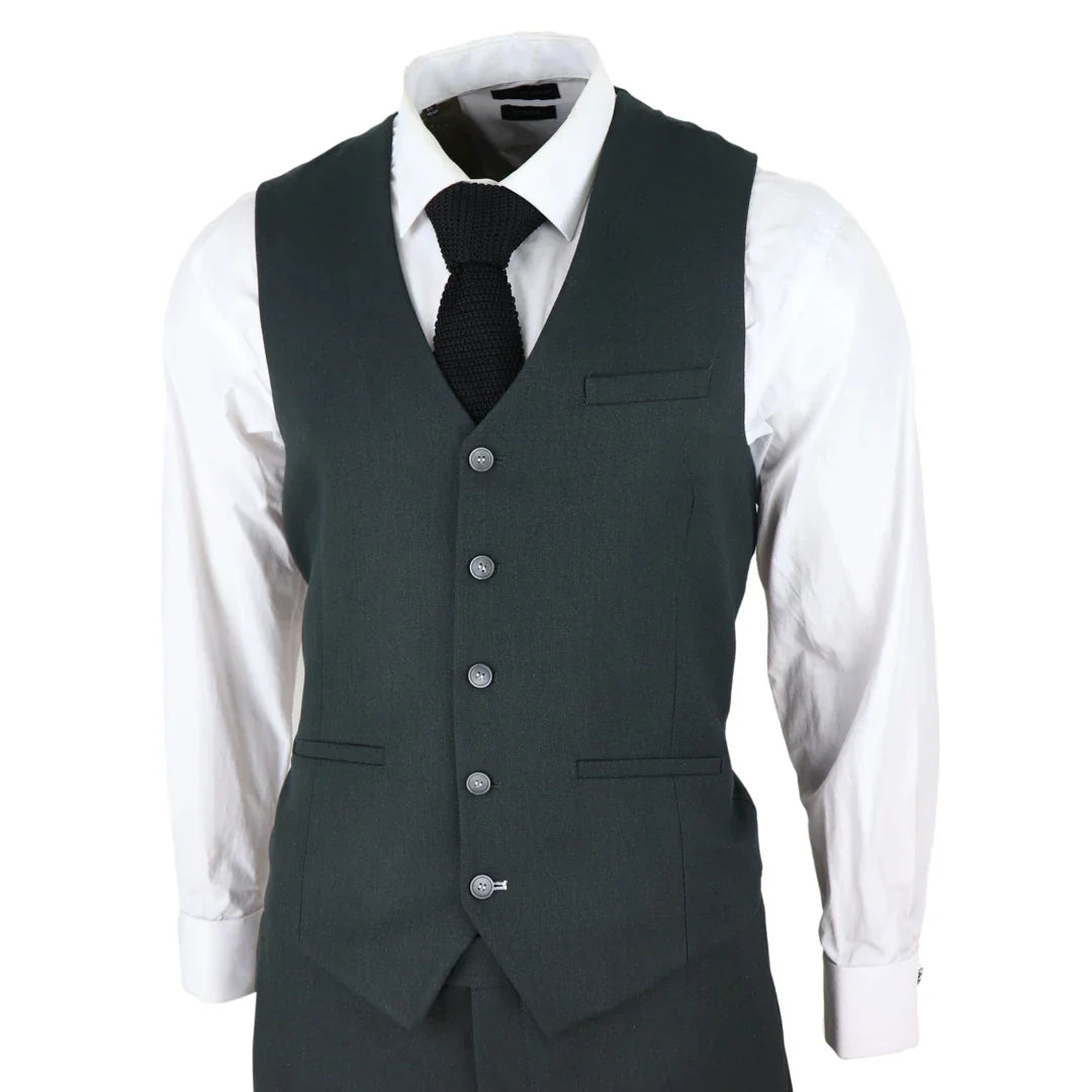 Mens Tweed Olive Green 3 Piece Suit Tailored Fir Classic Vintage 1920s Wedding