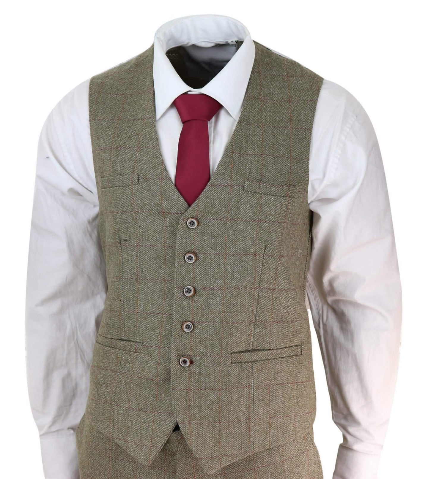 Mens Tweed Olive Green Check Suit