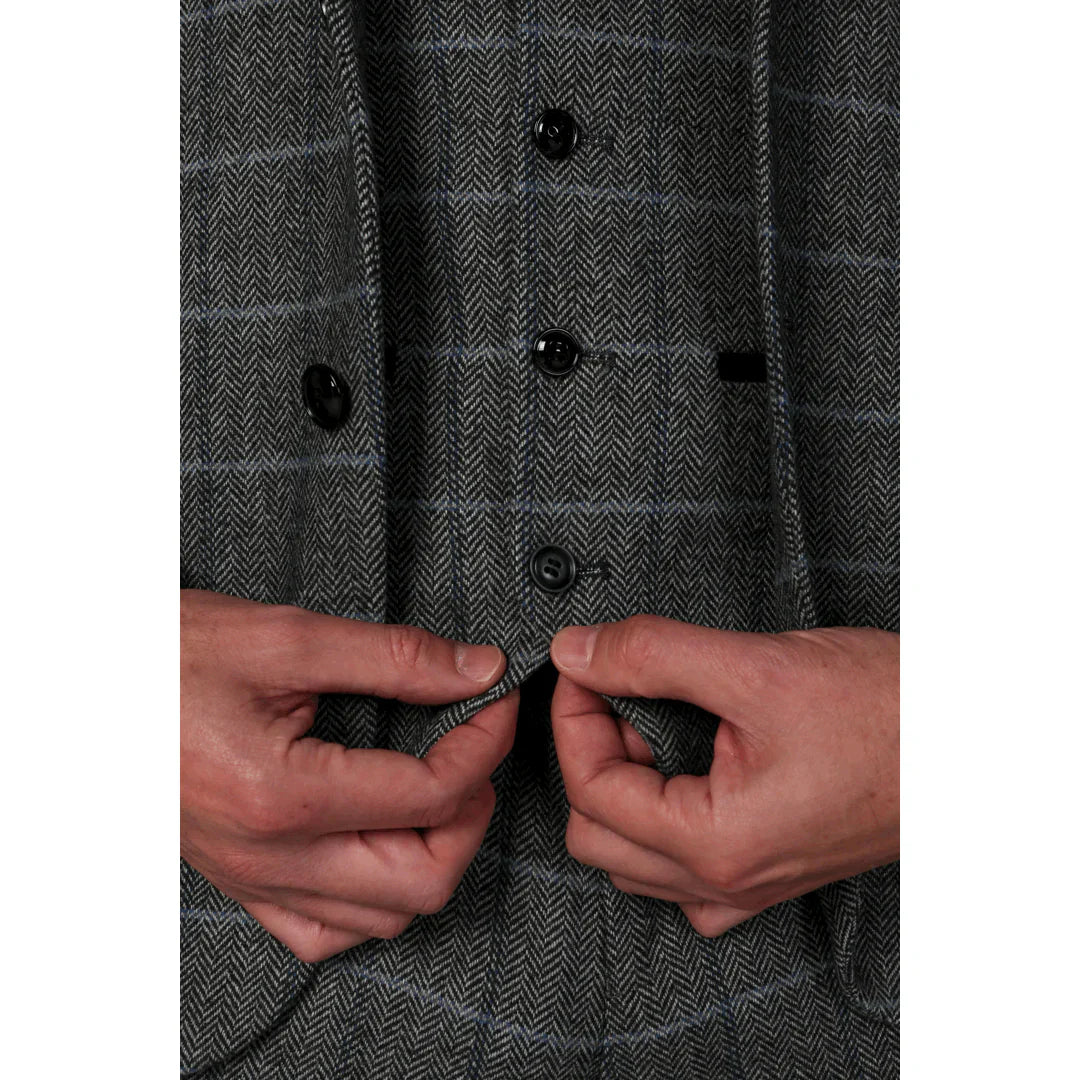 Harris Men's Grey 3-Piece Tweed Suit with Classic Vintage Charm