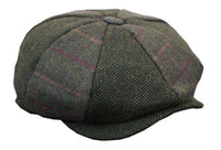 HT6325 - Mens Check Herringbone Tweed Mix Newsboy 8 Panel Hat
