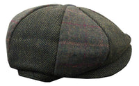 HT6325 - Mens Check Herringbone Tweed Mix Newsboy 8 Panel Hat