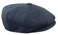 HT6364 - Mens Herringbone Tweed Newsboy Peaky Blinders Hat