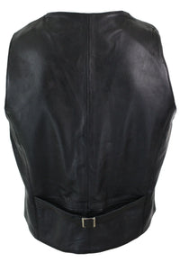 Infinity 153 Napa - Mens Real Leather Gilet Waistcoat Classic Vintage Retro Black