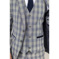 Knight - Men's Grey Blue Checked Blazer
