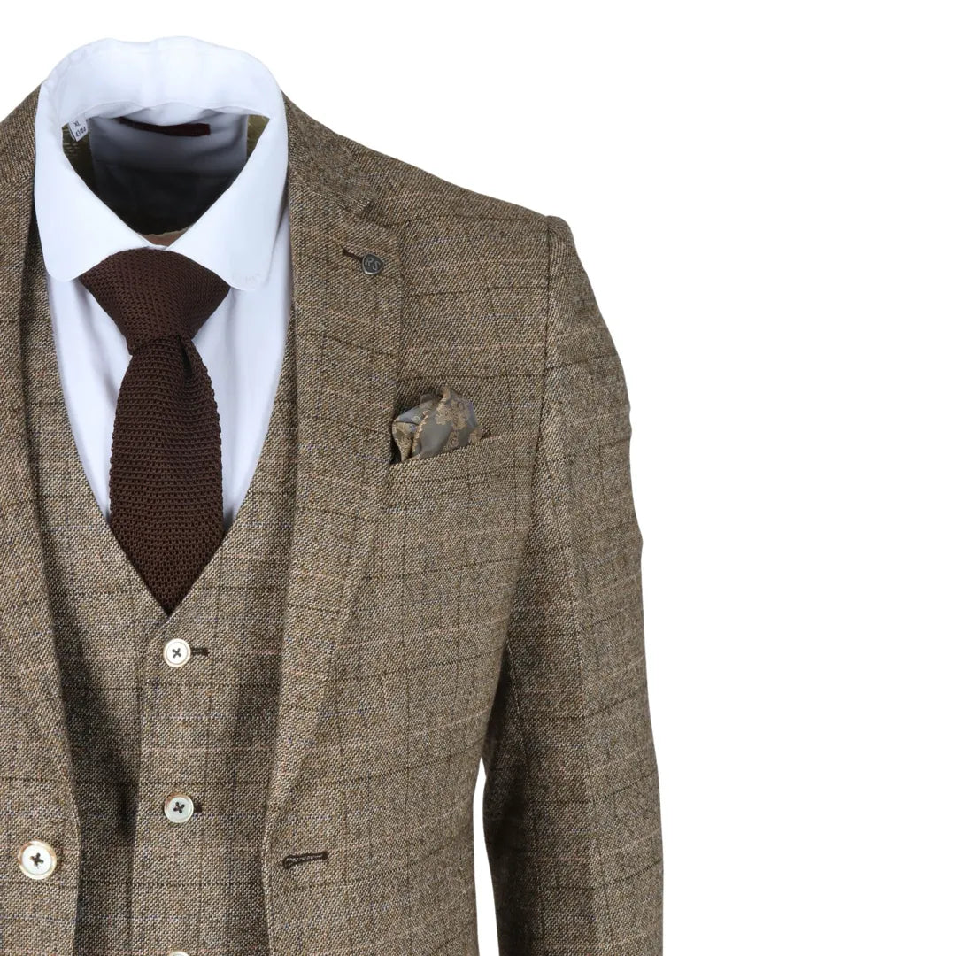 Liam - Men's 3 Piece Brown Checked Suit