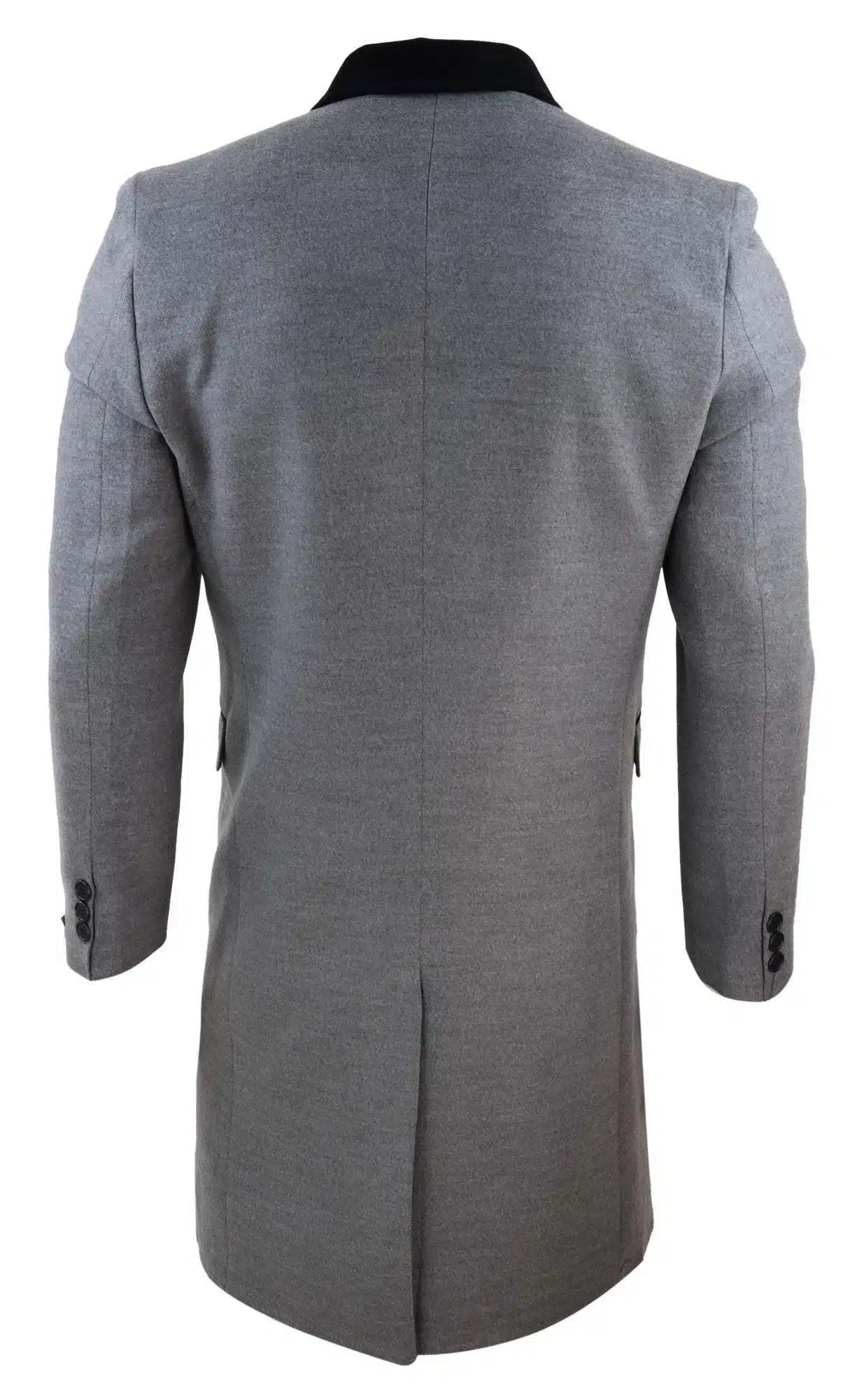 Mens 3/4 Long Double Breasted Grey Overcoat