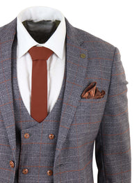 Grey 3 Piece Suit with Double Breasted Waistcoat