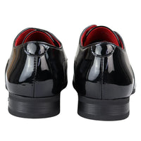 Mens Shoes Smart Formal Perforated Pointed Laced Black Patent Leather PU