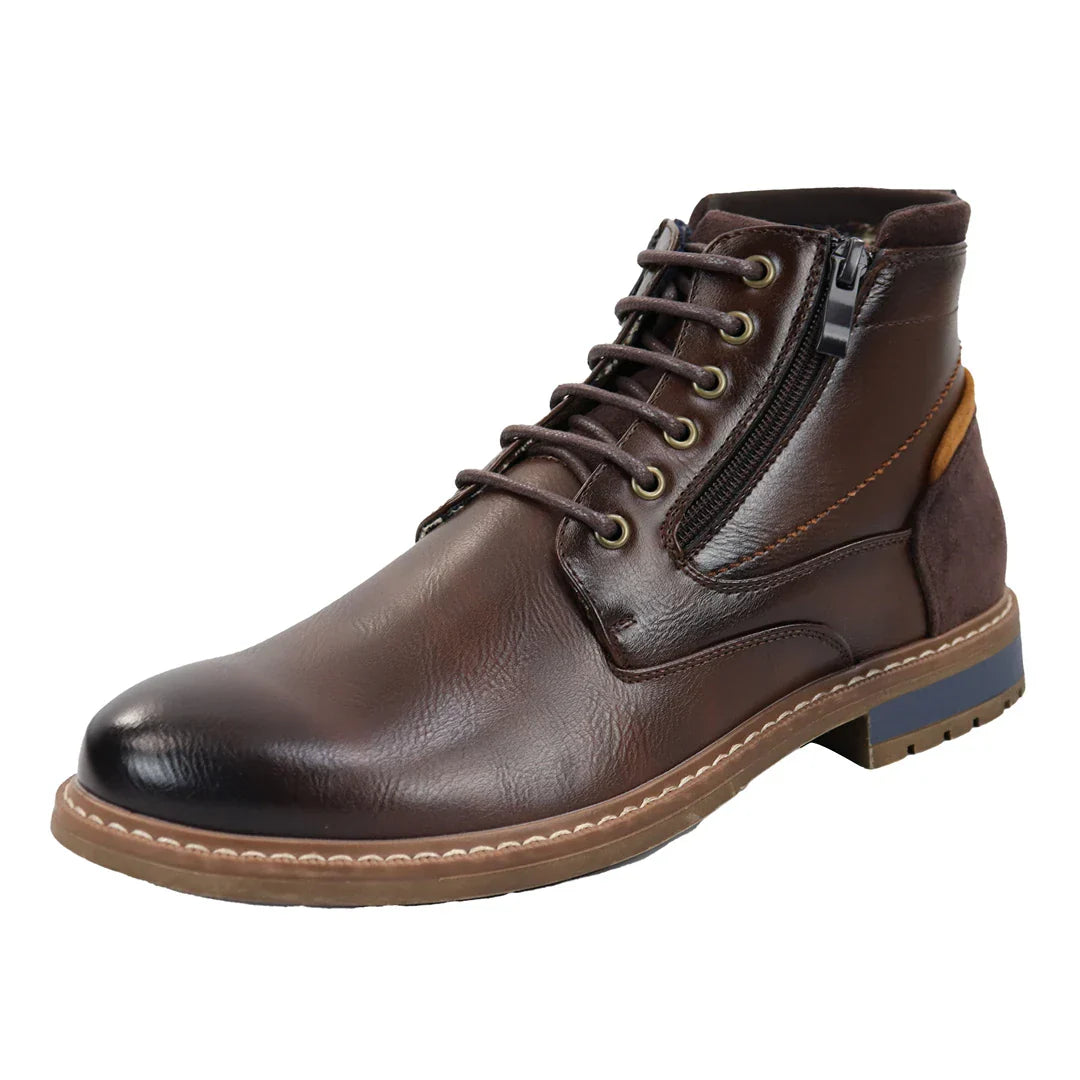 Men's Lace Up Brown Ankle Boots