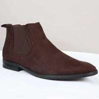Men's Slip On Brown Suede Leather Lined Chelsea Boots