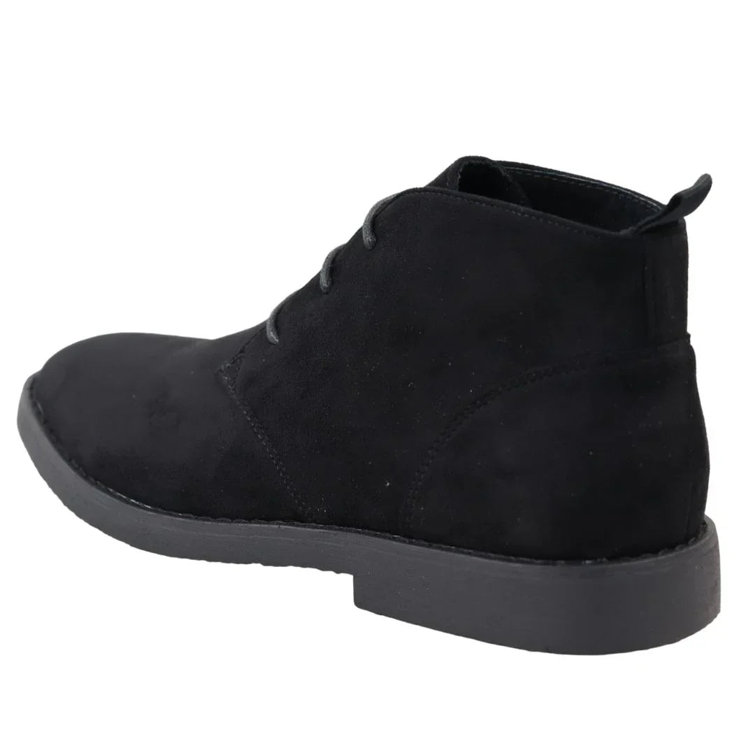Mens's Chukka Desert Lace Up Black Ankle Boots