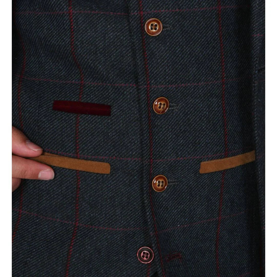 Madrid - Men's Blue Tweed Waistcoat