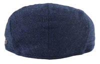 Men's Flat Cap Wool Herringbone Navy Tweed Classic 1920s Unisex Del Boy