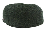 Men's Flat Cap Wool Herringbone Olive Tweed Classic 1920s Unisex Del Boy