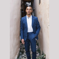 Mario - Men's 2 Piece Summer Suit Blue Office Wedding Classic Italian