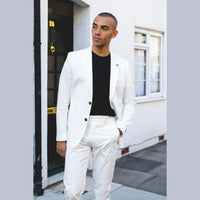 Mario - Men's 2 Piece Summer Suit Cream Office Wedding Classic Italian