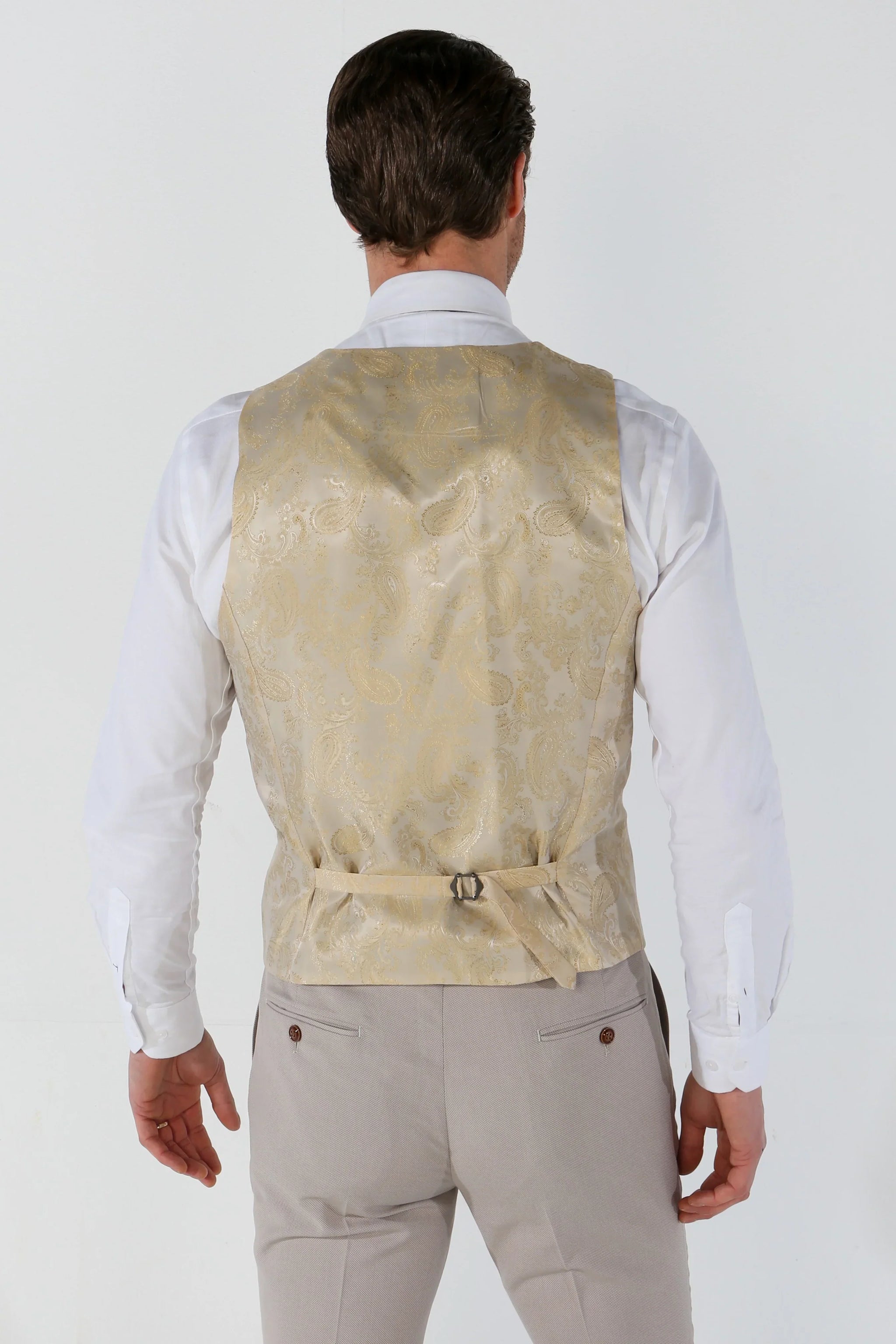 Mayfair - Men's Beige Birdseye Waistcoat