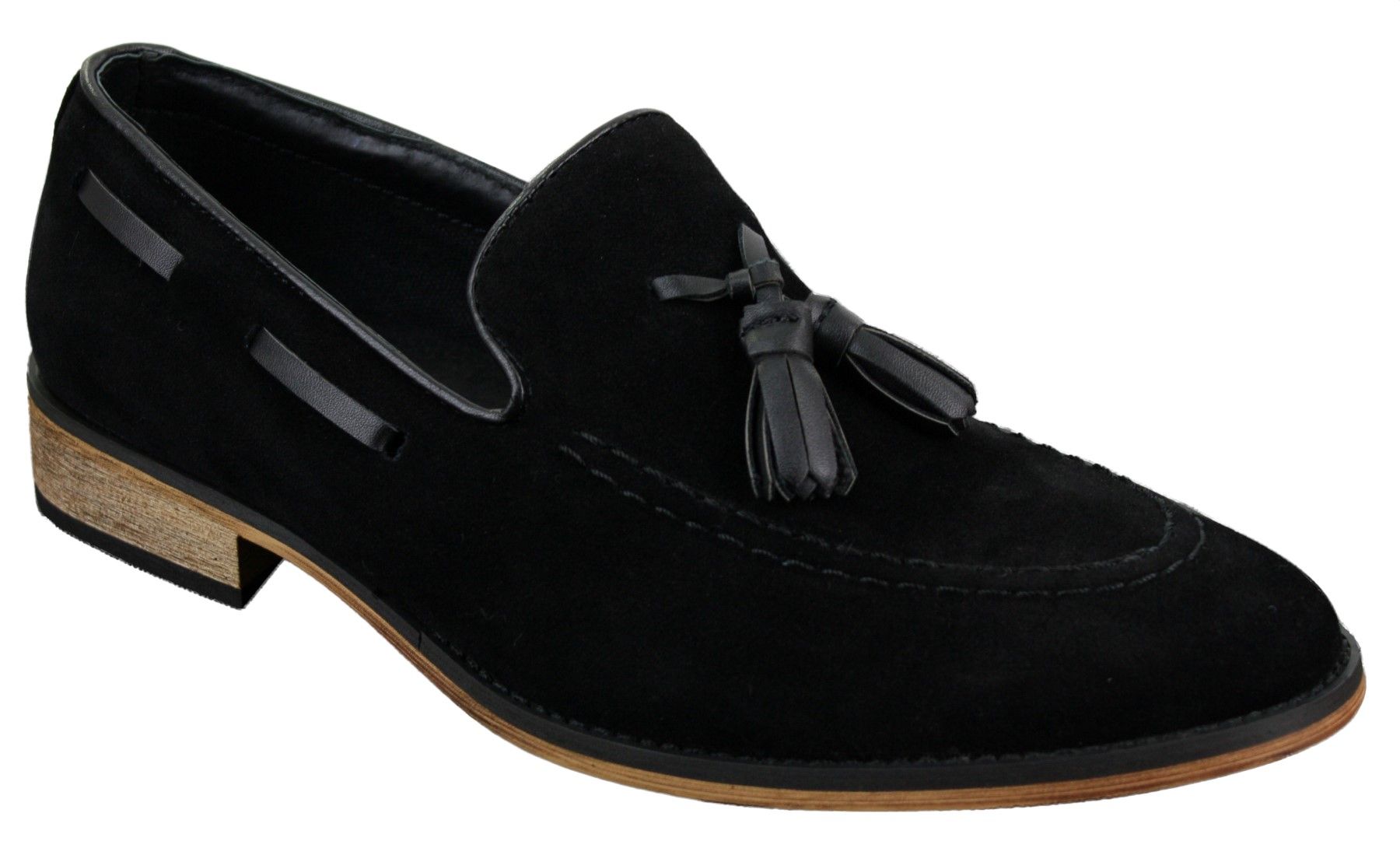 Mens Italian Slip On Driving Shoes Loafers Tassle Suede Leather Blue Black Brown