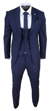 Mens Navy 3 Piece Wedding Suit